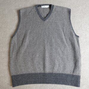 Inis Meain Sweater Vest Large Gray Brown Merino Wool Cashmere Made in Ireland